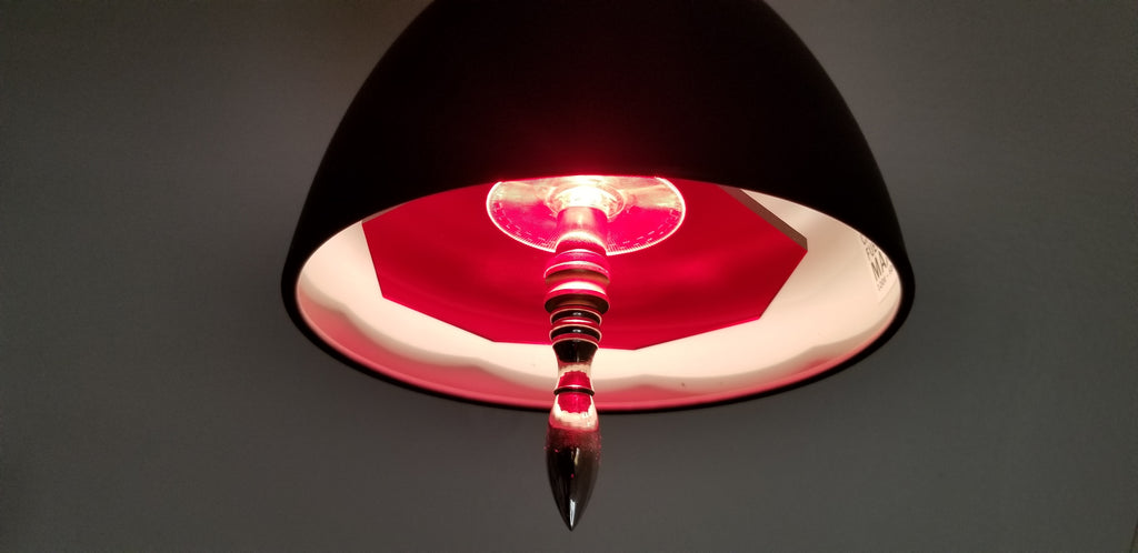 red bulb filters w 1 MAGNETIC FOOT HOLD in 2 & 4 inch CIRCLES or 4 inch OCTAGONS or SQUARES w OPTIONAL FINIAL